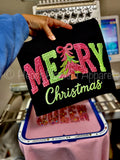 Faux Yarn Embroidery Printed Merry Christmas Sweatshirt