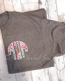 Lily inspired rose scalloped monogram applique